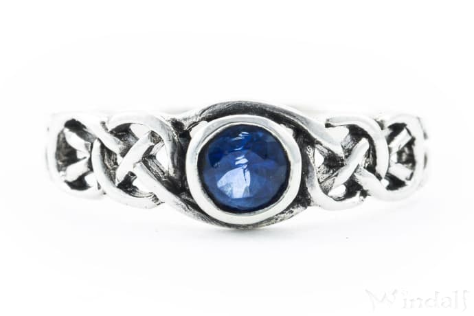 WINDALF Celtic Irischer Damenring TAMIA 6 mm Blauer Saphir Silber - Windalf.de