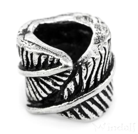 WINDALF Bohemian Haar& Bartschmuck FIALA 7 mm Zarte Feder Silber - Windalf.de
