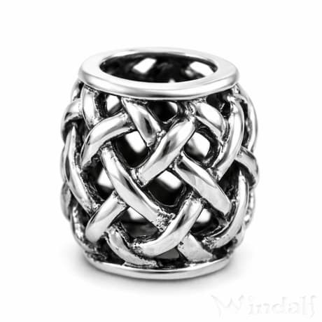 WINDALF Wikinger Bartschmuck RAGNAR &Oslash; 7 mm Vikings Netz Muster Haarperle Silber - Windalf.de