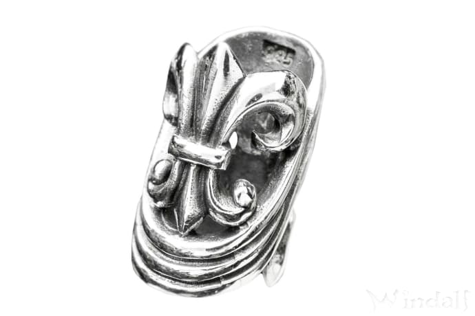 WINDALF Gro&szlig;e Mittelalter Haar& Bartperle DURON 17 mm Fleur de Lis Silber - Windalf.de