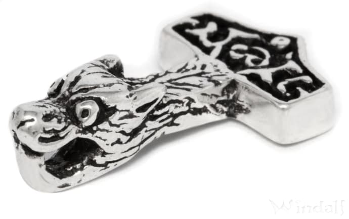 WINDALF Wikinger Schmuck Anhänger ALCON 2.2 cm Kleiner Nordischer Thorshammer Vintage Silber - Windalf.de