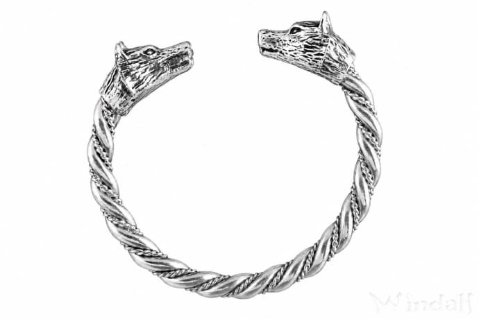 WINDALF Wikinger M&auml;nner Armreif TYRON &Oslash; 6.5 cm Odins W&ouml;lfe Armschmuck Handgeschmiedet Silber - Windalf.de