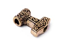 WINDALF Wikinger Haar& Bartschmuck THORALF 20 mm Thorshammer-Perle Haarschmuck Bronze - Windalf.de