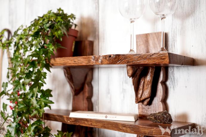 WINDALF Rustikales Regal DURIN 80 cm 3 Ablagen Natur Wandregal Auenland