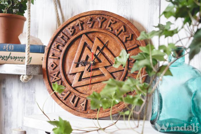 WINDALF Asatru Wotans Knoten Uhr ODINS UHR Ø 30 cm Wikinger Valknut
