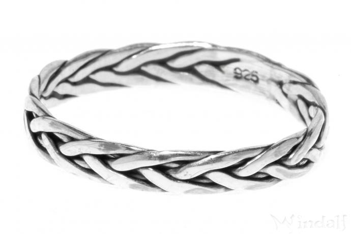 WINDALF Zarter Damenring RUBY 3 mm Wikinger Zopf-Muster Silberring Midi-Ring Handarbeit Silber WINDALF Zarter Damenring RUBY 3 mm Wikinger Zopf-Muster Silberring Midi-Ring Handarbeit Silber - Windalf.de