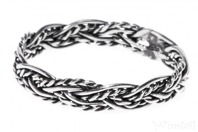 WINDALF Schmaler Wikingerring RICARA 4 mm Zopf-Muster Damenring Midi Ring Handarbeit Silber - Windalf.de