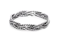 WINDALF Schmaler Wikingerring RICARA 4 mm Zopf-Muster Damenring Midi Ring Handarbeit Silber - Windalf.de