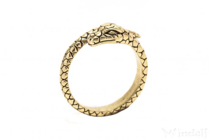 WINDALF Schmaler Schlangen-Ring BUARA 9 mm Nordische Midgardschlange Bronze - Windalf.de