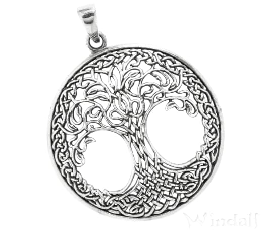 WINDALF Kelten Schmuck Anhänger LAVY Ø 3.6 cm Lebensbaum Yggdrasil Silber - Windalf.de