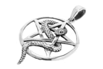 WINDALF Wunsch Schmuck Anhänger PEGA Ø  2.6 cm  Pentagramm Schlange Schutz Amulett Silber WINDALF Wunsch Schmuck Anhänger PEGA Ø  2.6 cm  Pentagramm Schlange Schutz Amulett Silber - Windalf.de