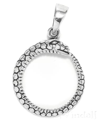 WINDALF Wikinger Schmuck Anhänger SALIA Ø 2 cm Midgard-Schlange Ouroboros Vintage Silber - Windalf.de