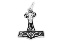 WINDALF Kleiner Schmuck Anhänger MJÖLNAR 2 cm Vikings Widder Thorshammer Silber - Windalf.de