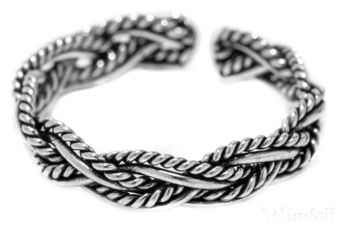 WINDALF Zarter Wikinger Zehenring SOPHY 3 mm Flecht-Muster Midi Ring Silber WINDALF Zarter Wikinger Zehenring SOPHY 3 mm Flecht-Muster Midi Ring Silber - Windalf.de