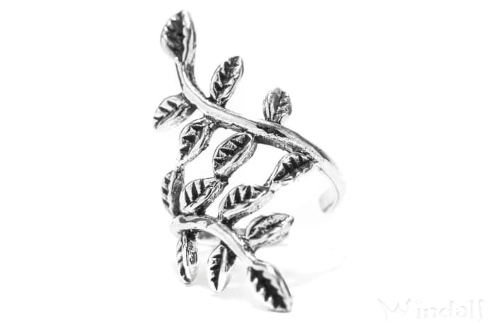 WINDALF Gro&szlig;e Celtic Damen Ohrklemme FAIRYTALE 23 mm Elfen-Schmuck Bl&auml;tter des Lebensbaumes Silber - Windalf.de