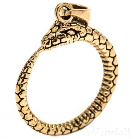 WINDALF Wikinger Anhänger SALIA Ø 2 cm Midgard-Schlange Ouroboros Vintage Bronze - Windalf.de