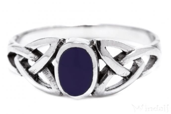 WINDALF Celtic Ring MAGHAN 7 mm Keltische Knoten mit tiefblauem Lapiz Silber - Windalf.de