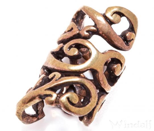 WINDALF Kelten Haarschmuck CLARA 20 mm Celtic Lebens-Spiralen Bartperle Bronze - Windalf.de