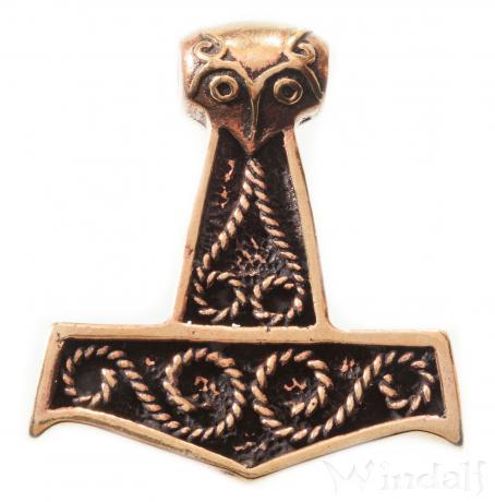 WINDALF Schmuck Anhänger THORKAN 3.4 cm Großer Vikings Thorshammer Bronze - Windalf.de