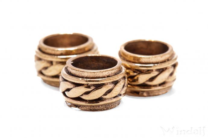 WINDALF Wikinger Haarschmuck Bartring KATAR 5 mm Wikinger Knotenmuster Vintage Bronze - Windalf.de