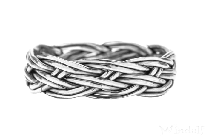 WINDALF Schmaler Damen Wikinger Ring LOREDANE 5 mm Flechtmuster Vikings-Knoten Handarbeit Silber - Windalf.de