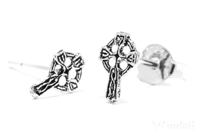 WINDALF Celtic Ohrstecker KELTHOY 7 mm Keltenkreuz Britischer Ohrschmuck Silber - Windalf.de