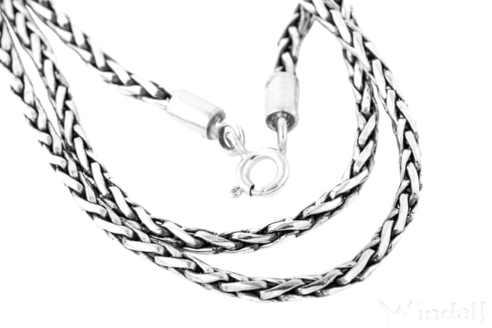 WINDALF Wikinger Kette FALKON 55 cm Panzer Halskette Zopfkette Handarbeit  Silber WINDALF Wikinger Kette FALKON 55 cm Panzer Halskette Zopfkette Handarbeit  Silber - Windalf.de