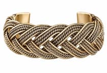 WINDALF Breiter Wikinger Frauen Armreif BRYANA &Oslash; 5.5 cm Flechtmuster Handarbeit Bronze - Windalf.de