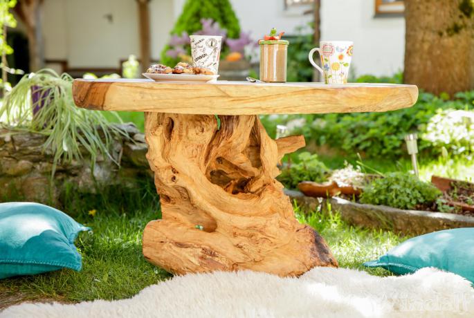 Rustikaler Couchtisch ~ SELINA ~ H: 55 cm L: 87 cm - Gartentisch