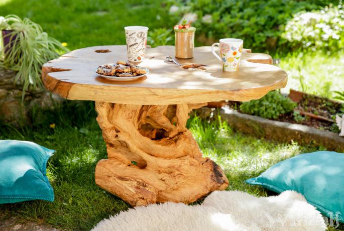 Rustikaler Couchtisch ~ SELINA ~ H: 55 cm L: 87 cm - Gartentisch