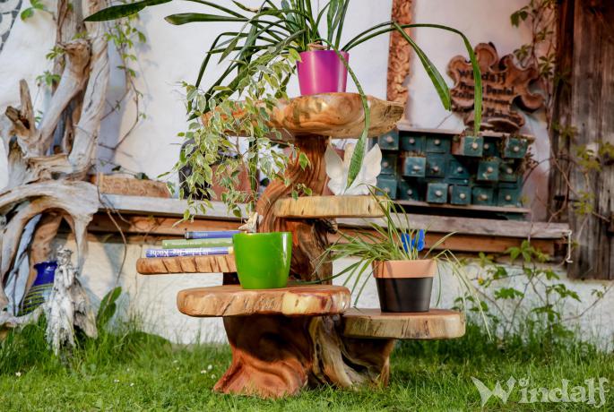 WINDALF Vintage Blumenbank mit 5 Ablagen LAMIR 82 cm Pflanzen-Regal