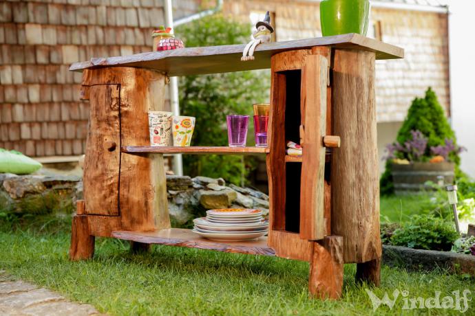 Hobbit Kommode ~ LEO ~ B: 120 cm H: 77 cm - Vintage Holzschrank aus