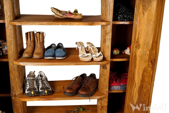 Rustikaler Schrank ~ HOBBIT ~ B: 150 cm H: 141 cm - Hohes Regal mit 4