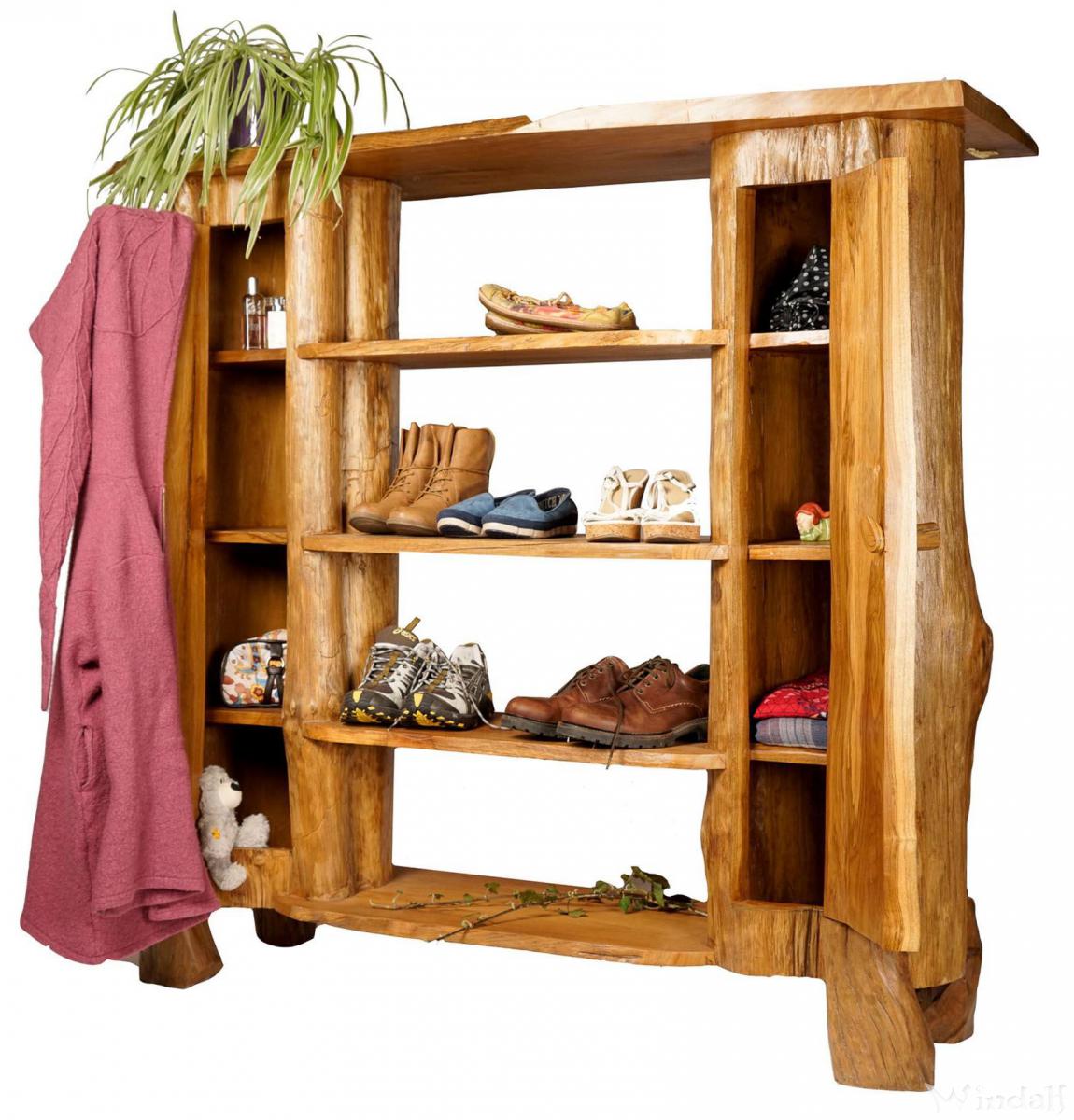 WINDALF Rustikaler Premium Holzschrank AMICA 141 cm Landhaus Holzregal