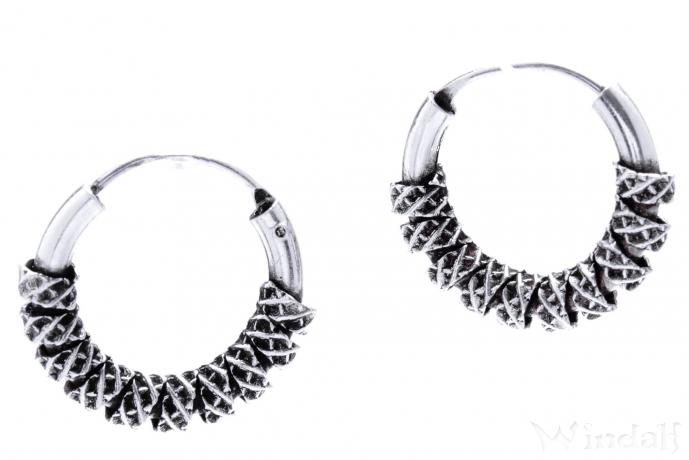 WINDALF Vikings Creolen RAYA Ø 15 mm Wikinger Ohrschmuck Handarbeit Vintage Silber - Windalf.de