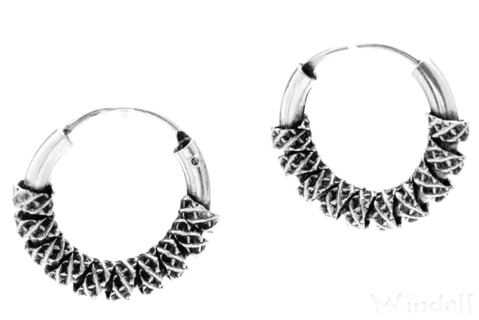 WINDALF Vikings Creolen RAYA &Oslash; 15 mm Wikinger Ohrschmuck Handarbeit Silber - Windalf.de