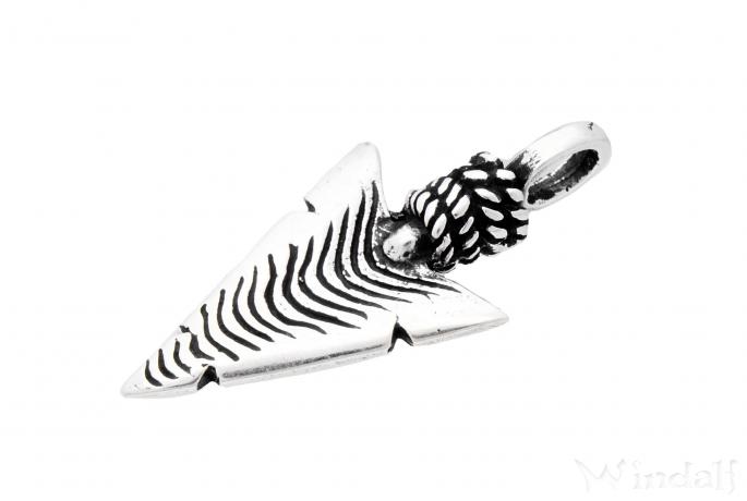 WINDALF Nordischer Amulett-Schmuck Anhänger SNORR 3.7 cm Große Pfeilspitze Silber - Windalf.de