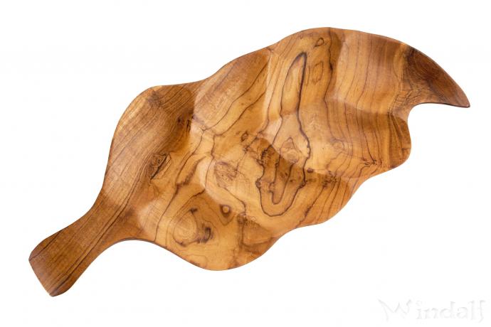 WINDALF Natur Blatt Teakholzschale FAIRY 37 cm Bohemia Snackschale Dekoschale Handarbeit - Windalf.de