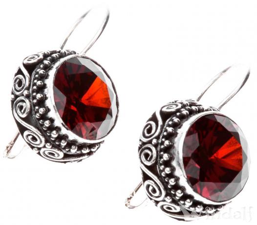 WINDALF Wikinger Ohrhänger RED SPARKLE 2.4 cm Roter Zirkonia Lebens-Spiralen Handarbeit Silber - Windalf.de