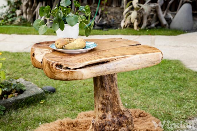 WINDALF Kleiner Küchentisch mit Stein ADALGRIMM 66 cm Rustikaler