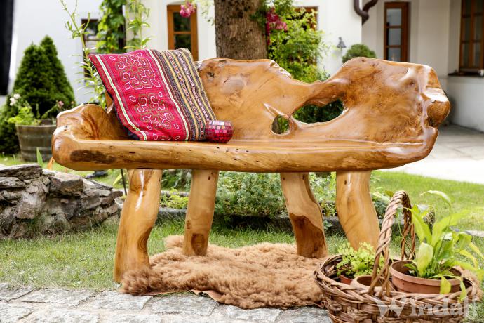 WINDALF Kleine Natur Sitzbank GLADHWEN 134 cm Rustikale Esszimmer-Bank