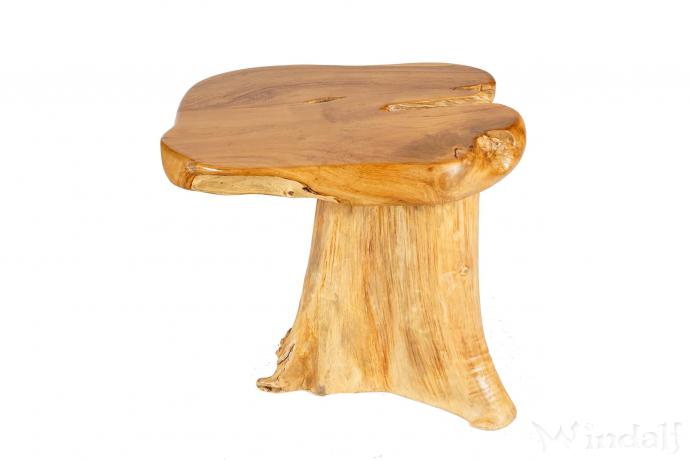 WINDALF Kleiner Natur Beistelltisch EROGON 55 cm Rustikaler Abstelltisch Sitzhocker Handarbeit aus Wurzelholz - Windalf.de