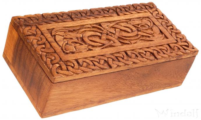 WINDALF Celtic Schatzkästchen CARIN 20 cm Schmuckschatulle Keltische Knoten Handarbeit aus Holz - Windalf.de