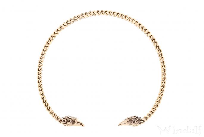 WINDALF Frauen Torques RAVONA Ø 12 cm Wikinger Halsschmuck Raben Schmuck Handarbeit Bronze - Windalf.de