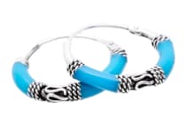 WINDALF Vikings Damen Creolen AGHATA Ø 14 mm Türkise Ohrringe Silber - Windalf.de