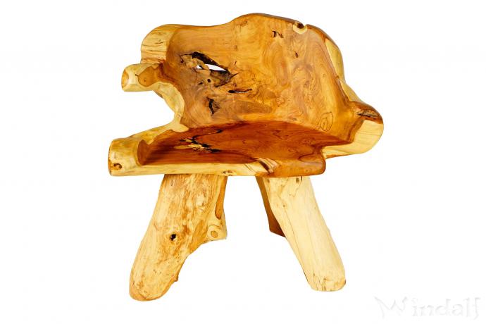 WINDALF Rustikaler Wurzelholzstuhl ANDROG 81 cm Massivholz Küchensessel
