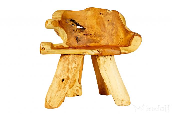 WINDALF Rustikaler Wurzelholzstuhl ANDROG 81 cm Massivholz Küchensessel