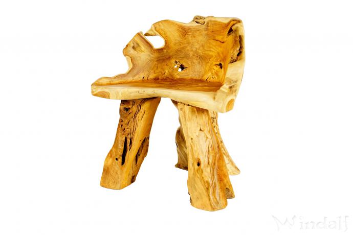 WINDALF Natur Teak-Sessel AERIN 70 cm Rustikale Holzbank Unikat Handarbeit aus Wurzelholz - Windalf.de