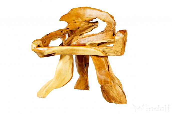 WINDALF Natur Holzbank TAR-ALDARION 84 cm Rustikale Sitzbank Handarbeit aus Wurzelholz - Windalf.de