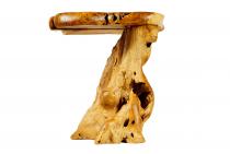 WINDALF Hoher Natur Teak-Holztisch BOROMIR 65 cm Unikat Rustikaler Küchen-Tisch Handarbeit aus Wurzelholz - Windalf.de